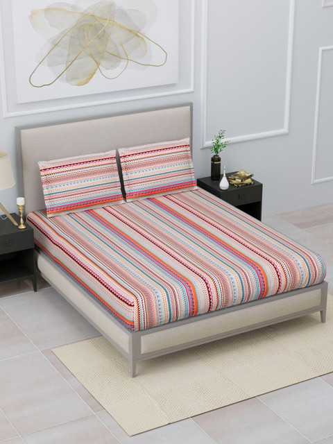 

Home Fresh Multicoloured Floral 120 TC Queen Bedsheet with 2 Pillow Covers, Multi