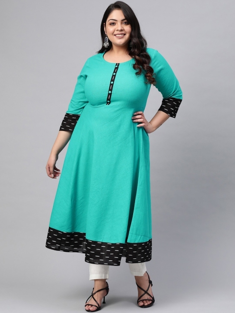 

Sitaram Designer Women Turquoise Blue Solid Anarkali Kurta