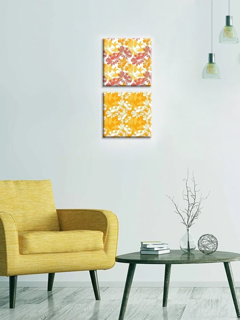 

WALLMANTRA Set Of 2 Orange & White Floral Printed Framed Wall Art