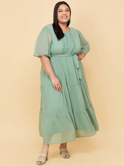 

max Women Plus Size Green A-Line Midi Dress