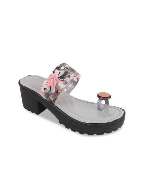 

Myra Grey Printed Platform Toe-ring Block Heel
