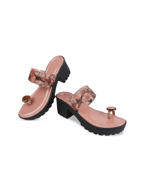 

Myra Peach-Coloured Block Sandals