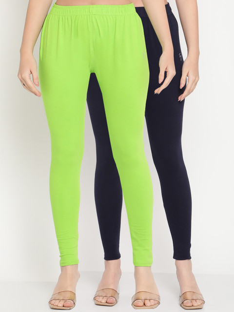 

TAG 7 Women Pack Of 2 Solid Comfort-Fit Ankle-Length Leggings, Mustard