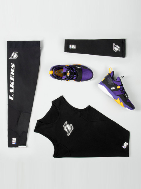 

TARMAK By Decathlon Kids Black Printed 3/4th Tight Jr NBA Black Lakers