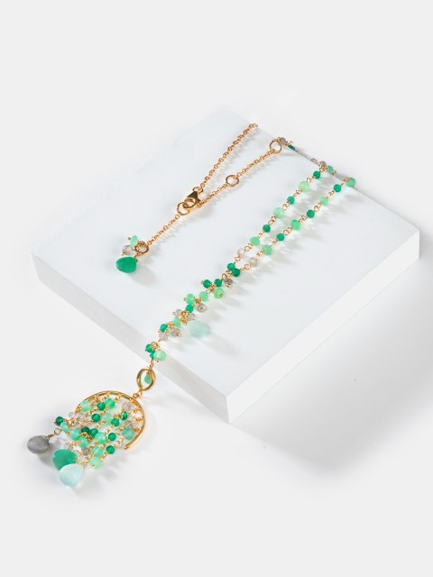 

SHAYA Gold-Toned & Green 925 Sterling Silver Necklace