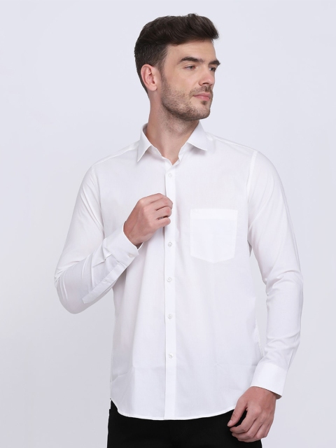 

JJAAGG T Men White Classic Pure Cotton Casual Shirt