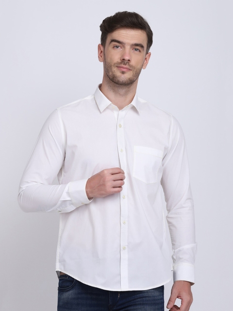 

JJAAGG T Men White Classic Casual Shirt