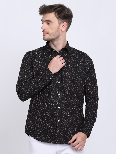 

JJAAGG T Men Black Classic Printed Party Shirt