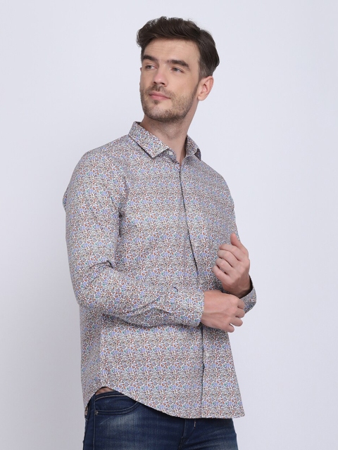 

JJAAGG T Men Grey Classic Printed Party Shirt