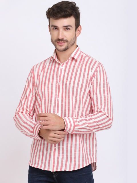 

JJAAGG T Men Coral Classic Striped Casual Shirt
