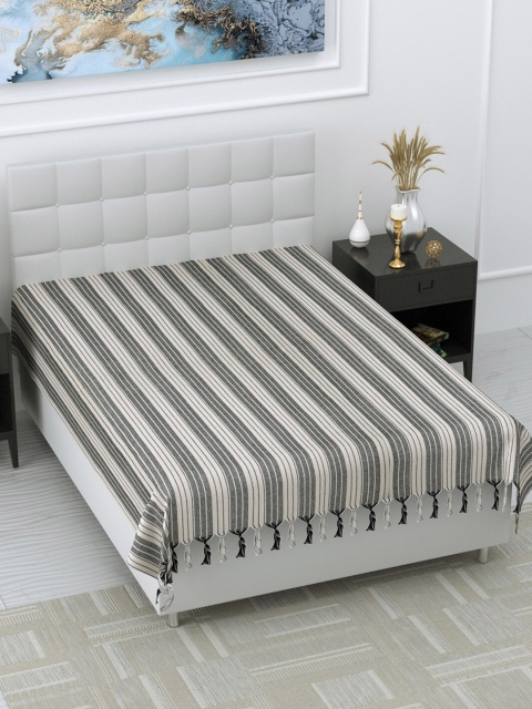 

Varde Black & White Striped 180 TC Handloom Cotton Single Bedsheet