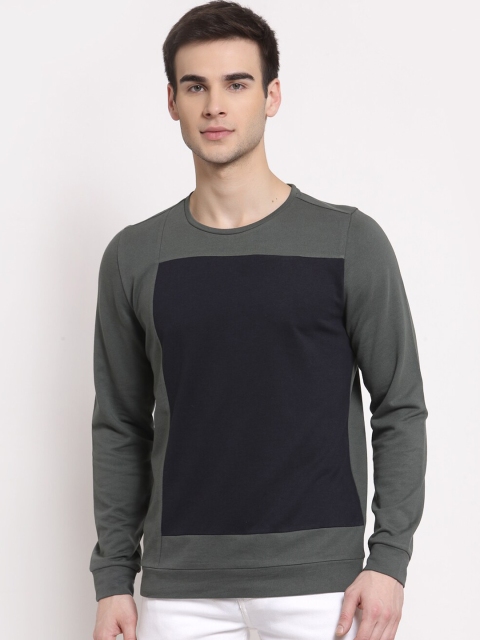 

YOONOY Men Green Colourblocked Sweatshirt