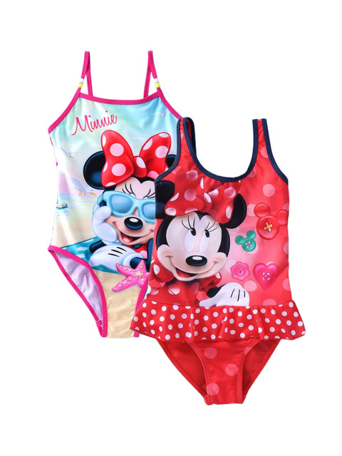 

Disney Girls Pack of 2 Red & Blue Minnie Printed Swimwear