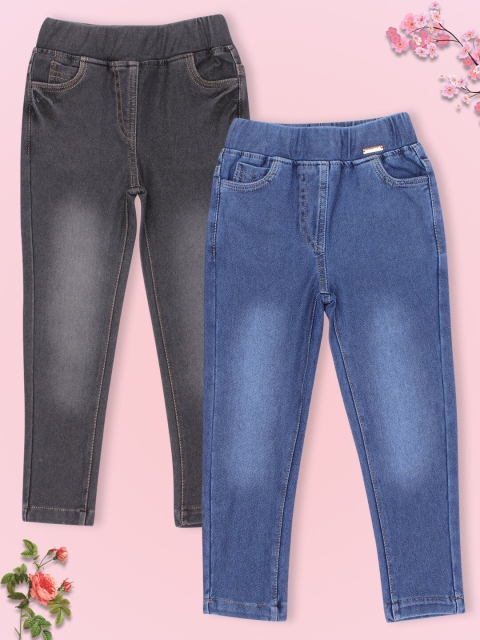 

CUTECUMBER Girls Pack of 2 Grey & Blue Denim Jeggings