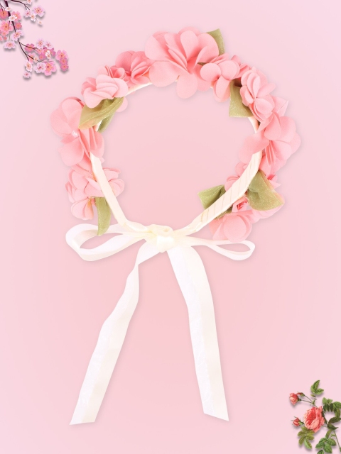 

CUTECUMBER Girls Cream-Coloured & Pink Embellished Hairband