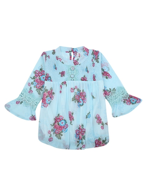 

V-Mart Kids-Girls Blue Floral Print A-Line Top