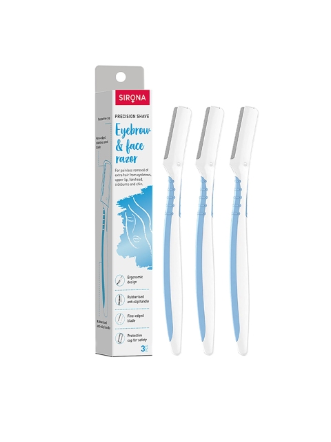 

Sirona Set of 3 Eyebrow & Face Razors - White & Blue