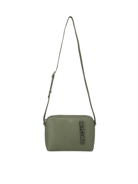 

Da Milano Woman Green Leather Structured Sling Bag with Cut Work