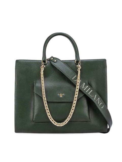 

Da Milano Green Leather Structured Handheld Bag with Tasselled