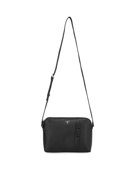 

Da Milano Women Black Leather Structured Sling Bag