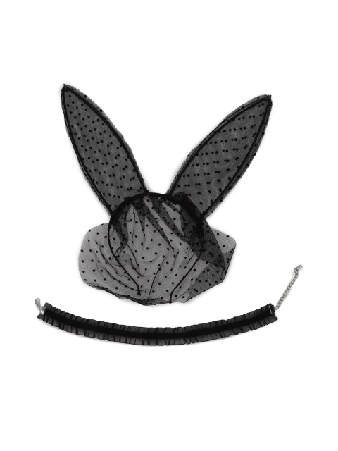 

FOREVER 21 Women Black Bunny Ear Headband & Tail Costume Set