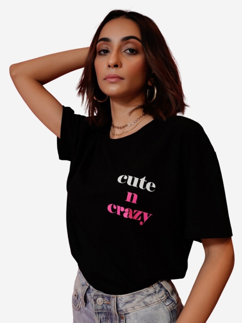 

Alaya By Stage3 Women Black & White Typography T-shirt