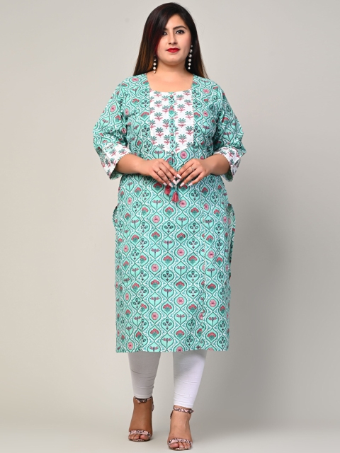 

Swasti Women Green Floral Printed Floral Kurta