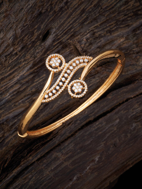 

Kushal's Fashion Jewellery Gold-Plated & White Kada Bracelet