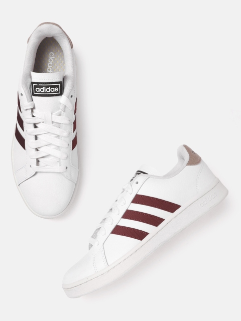 

ADIDAS Men White & Maroon Grand Court Sneakers