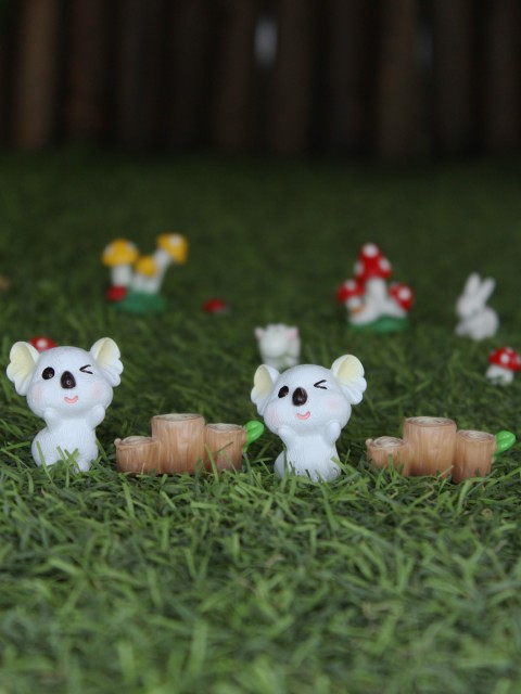 

Wonderland Set of 4 Grey & Brown Koala Miniature Toys Garden Accessory