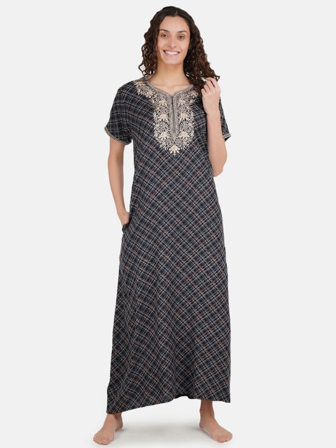 

KOI SLEEPWEAR Grey Embroidered Maxi Nightdress
