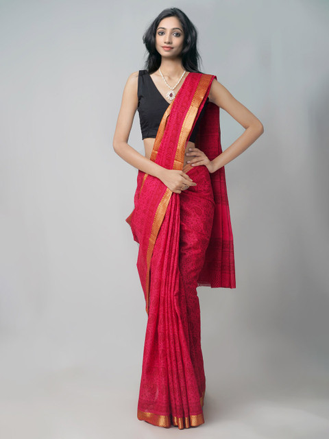 

Unnati Silks Pink Bagh Pure Cotton Venkatgiri Saree