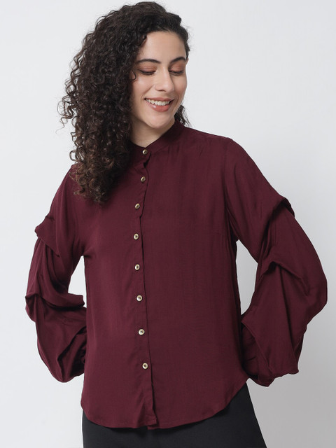 

Tulsattva Women Maroon Edgy Semiformal Shirt