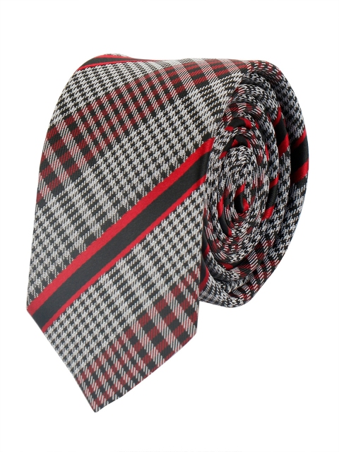 

Alvaro Castagnino Men Grey & White Checked Skinny Tie