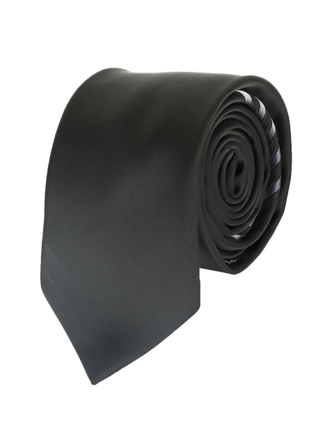 

Alvaro Castagnino Men Black & White Woven Design Micro Fiber Skinny Tie