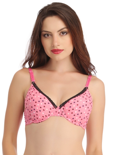 

Clovia Pink Polka Dot Print Half-Coverage T-shirt Bra BR0691P22