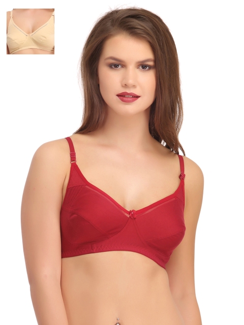 

Clovia Pack of 2 Full-Coverage Bras BRC469C40, Red