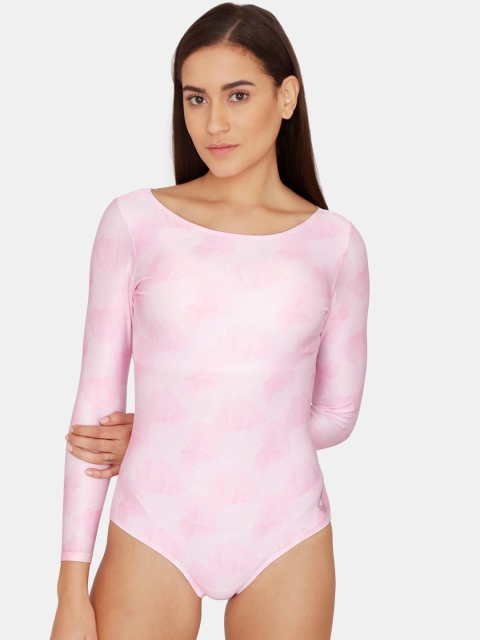 

Zelocity by Zivame Women Pink Printed Bodysuit