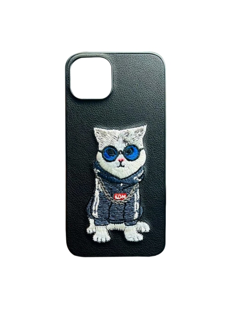 

TREEMODA Black Printed Leather iPhone 13 Back Case