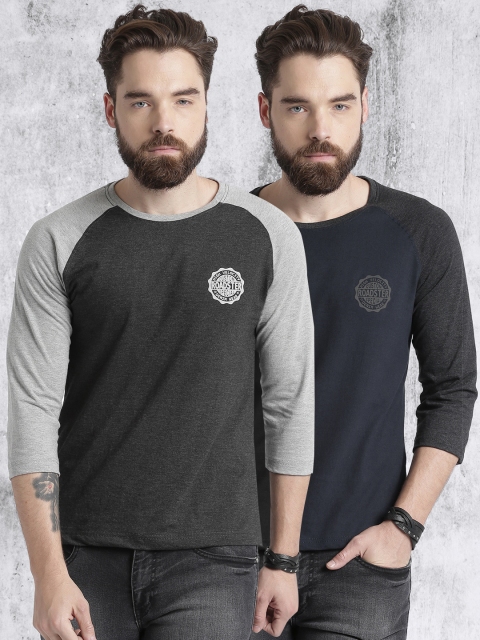 

Roadster Men Pack of 2 Pure Cotton T-shirts, Navy blue