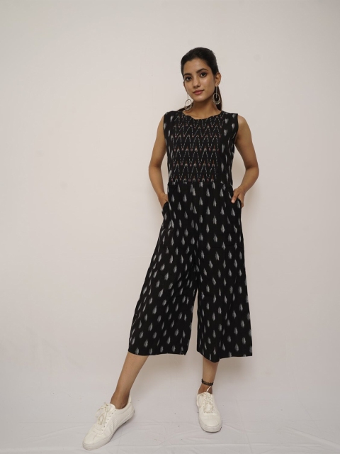 

Threeness Black & White Printed Culotte Jumpsuit