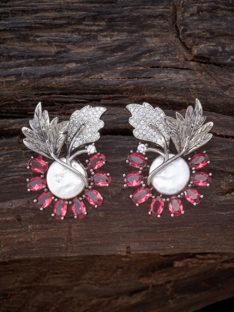 

Kushal's Fashion Jewellery Red Leaf Shaped Studs Earrings