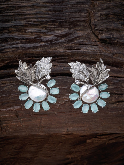 

Kushal's Fashion Jewellery Sea Green Leaf Shaped Studs Earrings