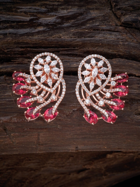 

Kushal's Fashion Jewellery Red Floral Studs Earrings