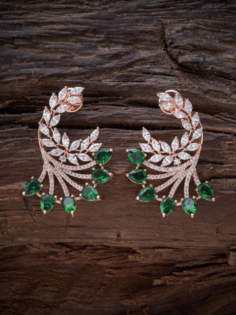 

Kushal's Fashion Jewellery Green & White Floral Studs Earrings