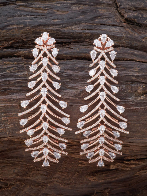 

Kushal's Fashion Jewellery Gold-Toned & White Drop Earrings