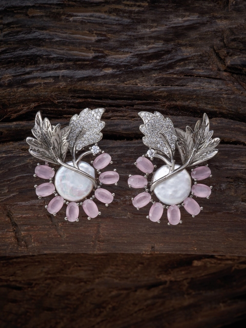 

Kushal's Fashion Jewellery Pink Leaf Shaped Studs Earrings