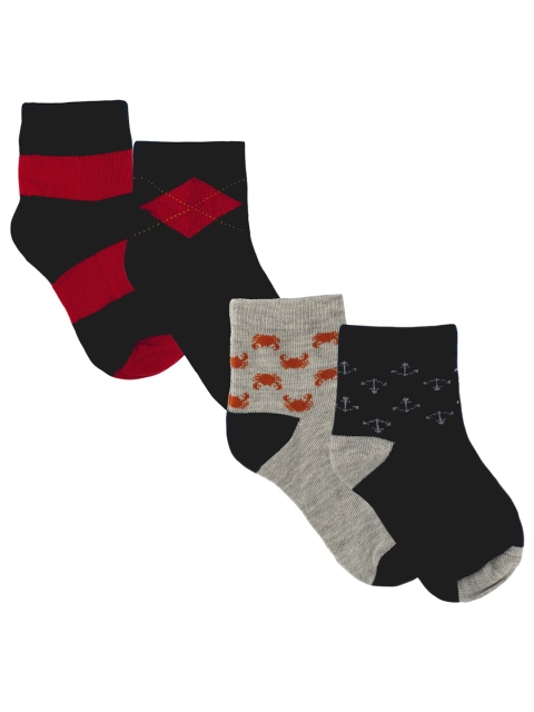 

Nuluv Boys Pack of 4 Patterned Ankle Length Socks, Black