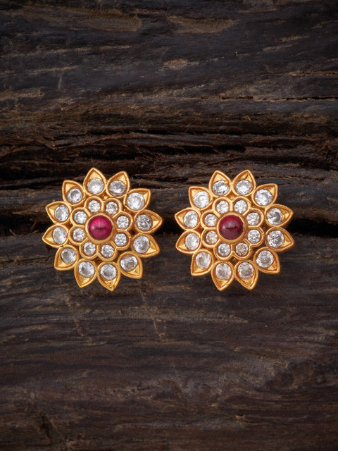 

Kushal's Fashion Jewellery Red Floral Studs Earrings