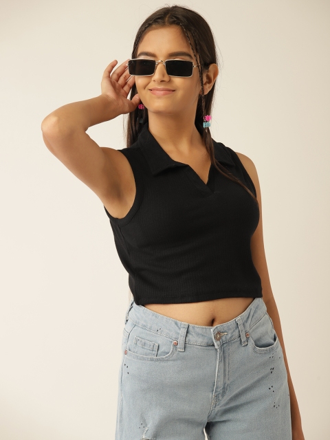 

DressBerry Teen Girls Black Solid T-shirt